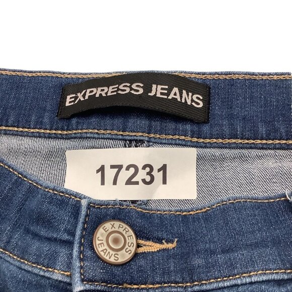 Express Jean Shortie Shorts Blue Denim Stretch Four Pocket Womens Size 2 - Picture 9 of 9